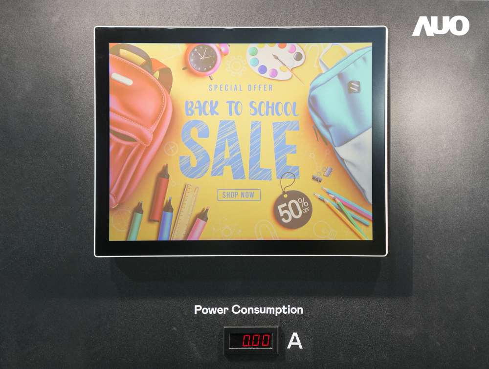 beats365展示胆固醇液晶超低耗能户外全彩显示器，ChLC（胆固醇液晶）以双稳态技术使静态显示零功耗，具省电、高彩度、环保的特性，还整合软硬件系统解决方案，可透过单一云端平台管理